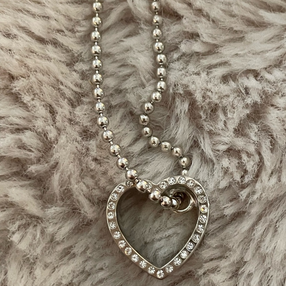 NWT Coach Silver Heart Pendant Necklace. New with tags, in original box.